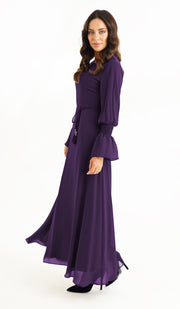 Merve Modest Long Chiffon Maxi Dress - Orchid