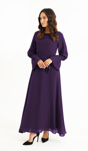 Robe longue longue en mousseline Merve Modest - Orchidée