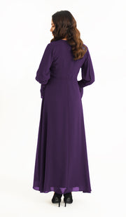 Robe longue longue en mousseline Merve Modest - Orchidée