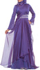 Michel Long Sleeve Silk Chiffon Modest Muslim Formal Evening Dress - Purple - ARTIZARA.COM