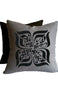 Noor Decorative 16 inch Faux Silk Pillow Case with Arabic Calligraphy - Silver Gray - ARTIZARA.COM