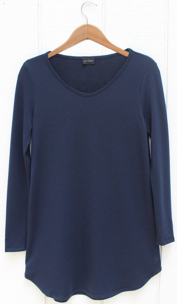 Tara Fine French Terry Tunic - Navy - ARTIZARA.COM