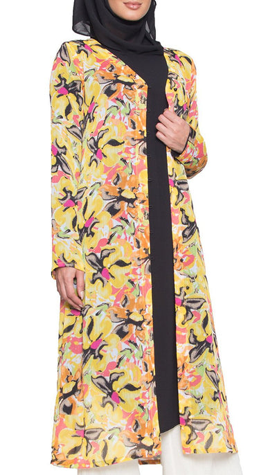 Sidali Lightweight Long Chiffon Duster - Daffodil - ARTIZARA.COM