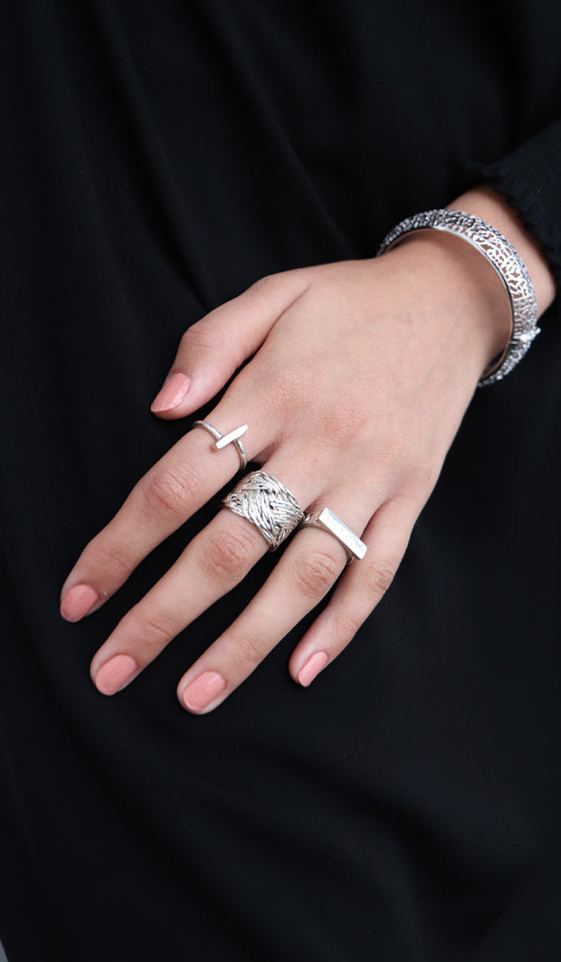 Bague Kun Fayakun tressée en argent sterling - Argent - VENTE FINALE
