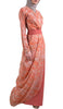 Sumaira Marble Print Chiffon Maxi Abaya Dress - Coral - ARTIZARA.COM