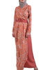 Sumaira Marble Print Chiffon Maxi Abaya Dress - Coral - ARTIZARA.COM
