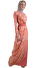Sumaira Marble Print Chiffon Maxi Abaya Dress - Coral - ARTIZARA.COM