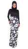 Talia Long Sleeve Modest Muslim Formal Evening Dress - Black and White - ARTIZARA.COM