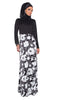 Talia Long Sleeve Modest Muslim Formal Evening Dress - Black and White - ARTIZARA.COM