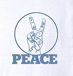 Mens Peace V Sign Short Sleeve Designer Tee - White - ARTIZARA.COM