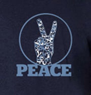 Mens Peace V Sign Short Sleeve Designer Tee - Navy - ARTIZARA.COM