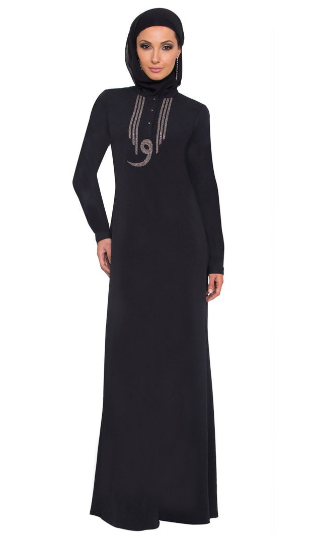 Wow Long Sleeve Modest Muslim Formal Abaya Dress - Black - ARTIZARA.COM